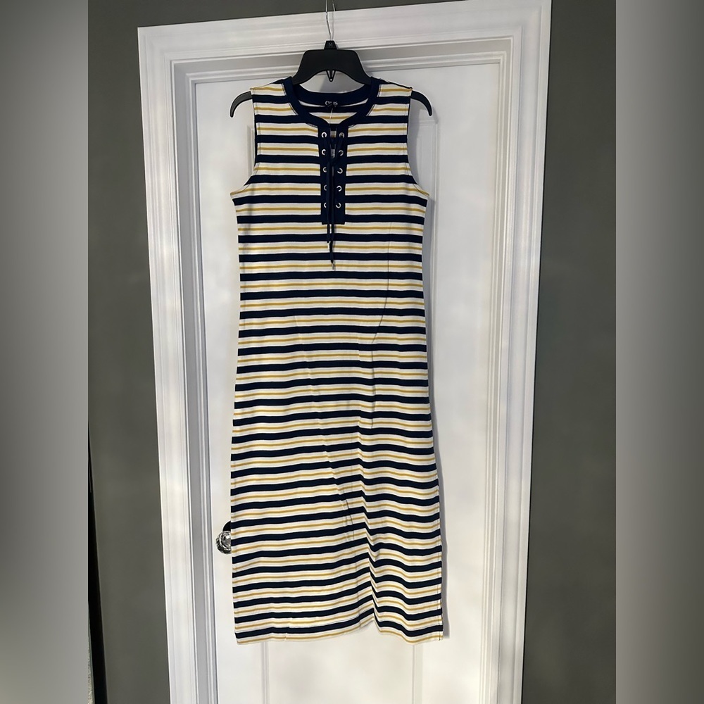 Chaps long stripe dress